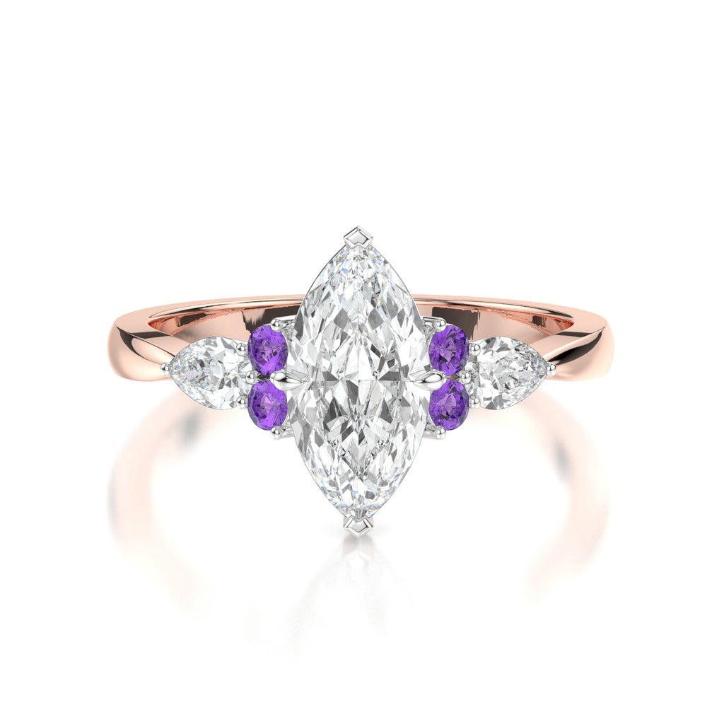 Beatrice 18K Gold and Platinum Trilogy Engagement Ring