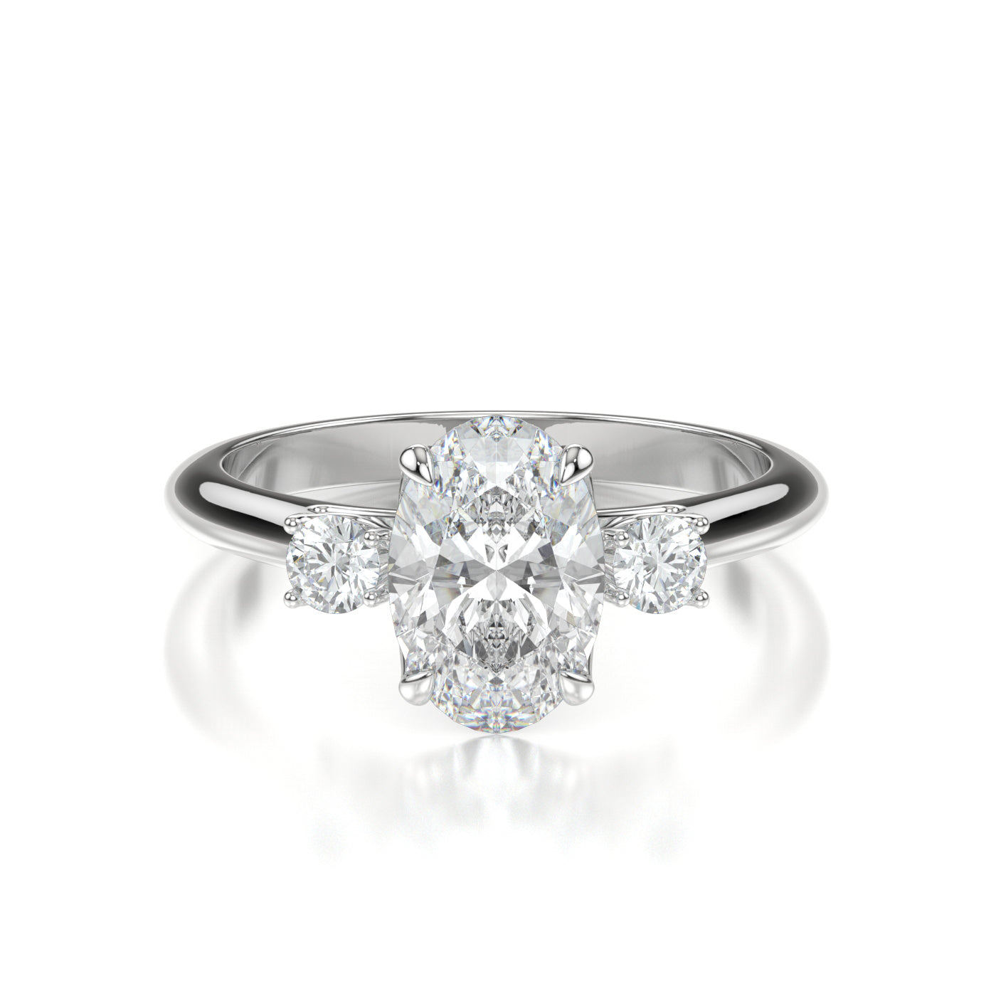 Fleur Platinum Oval Trilogy Diamond Engagement Ring