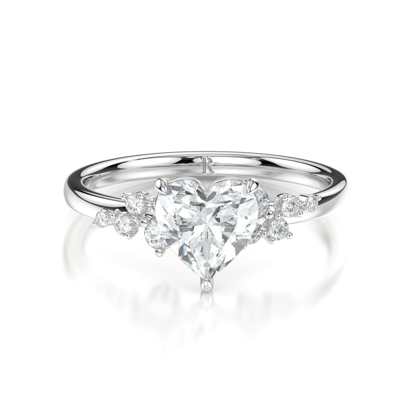 Elodie White Gold Heart Front