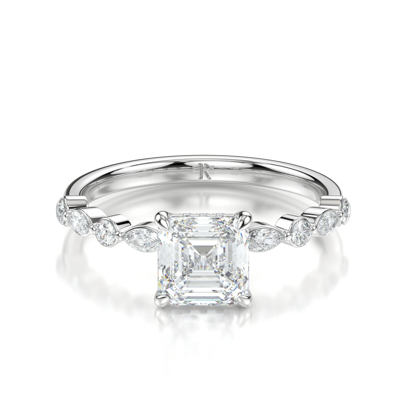 Eva White Gold Asscher Front