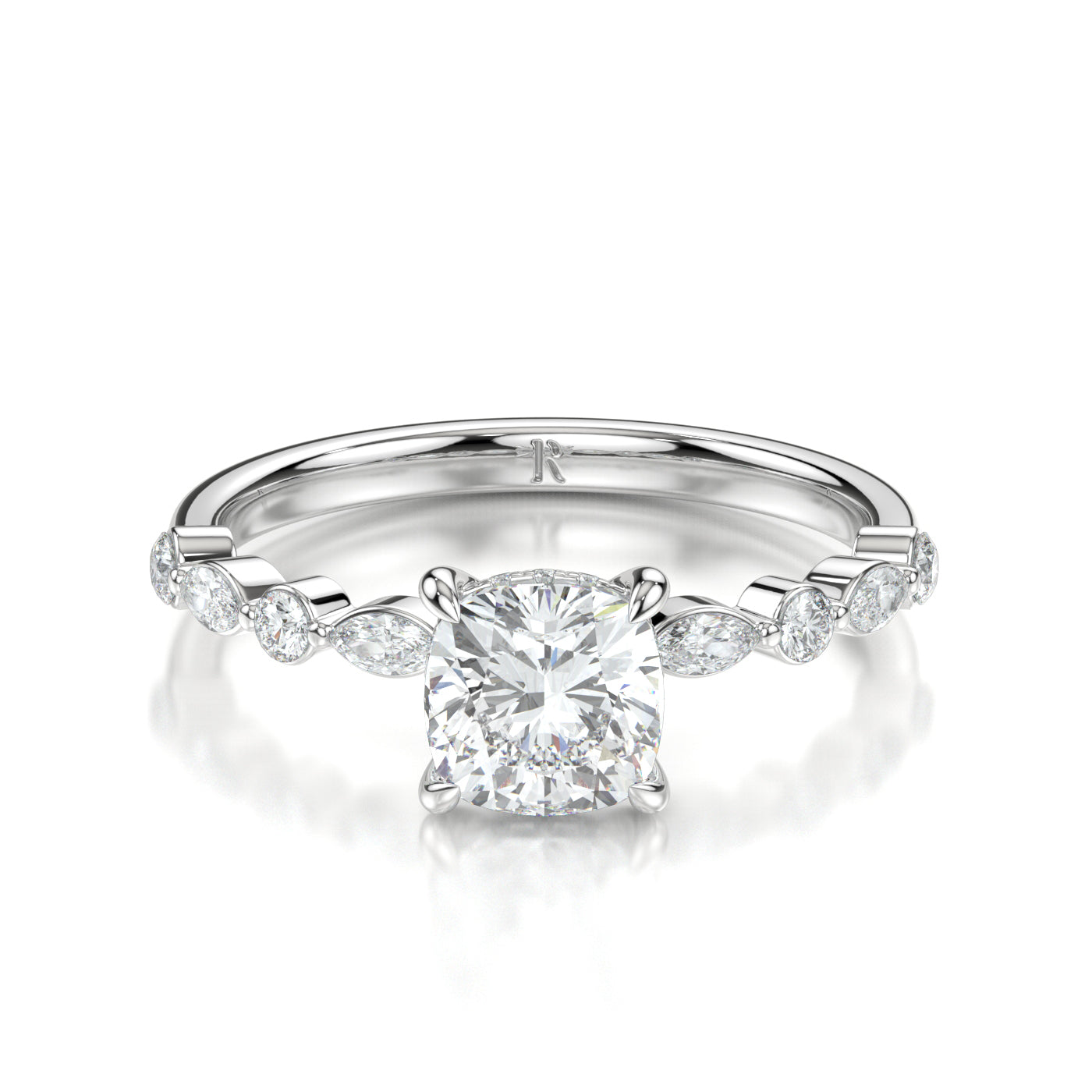 Eva White Gold Cushion Front