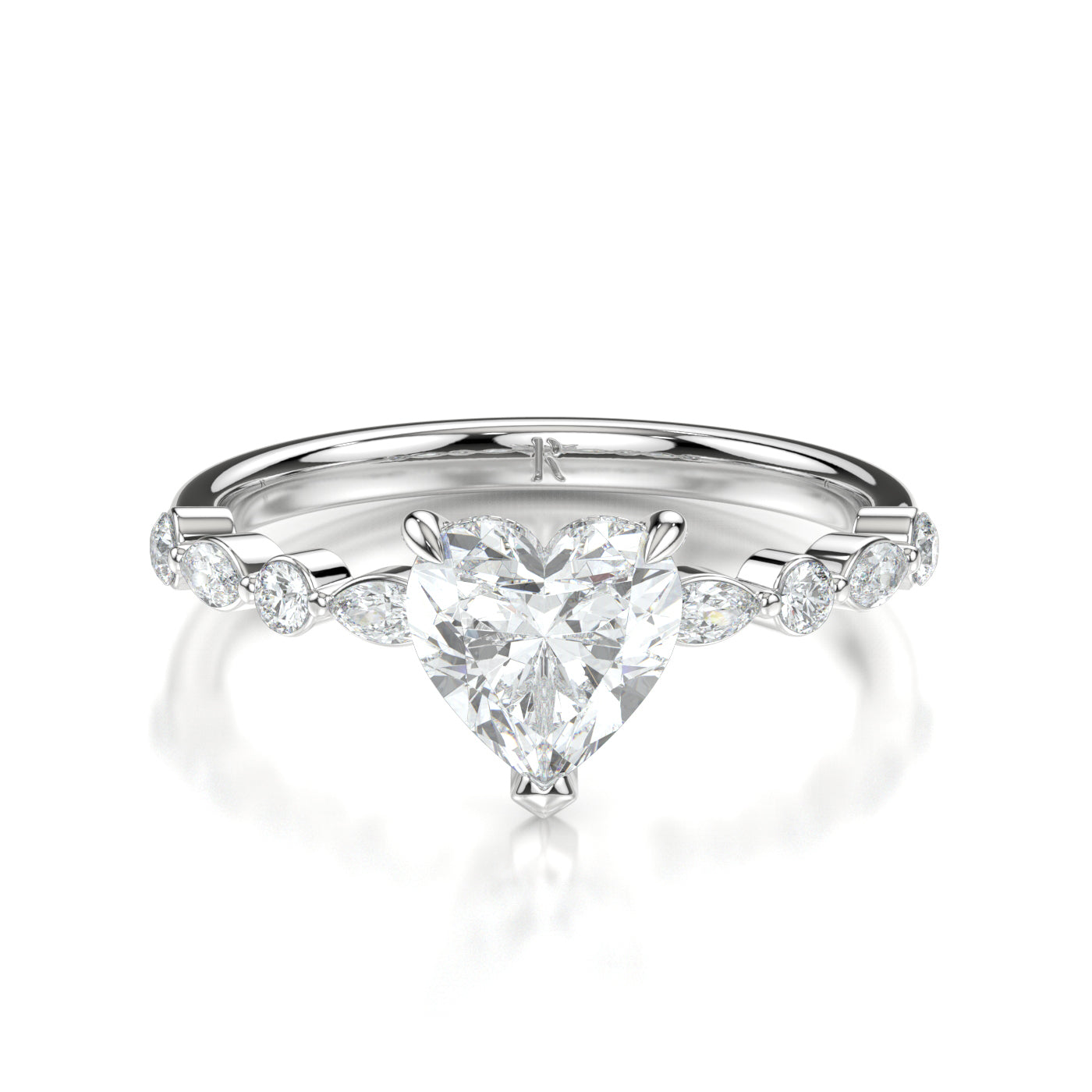 Eva White Gold Heart Front