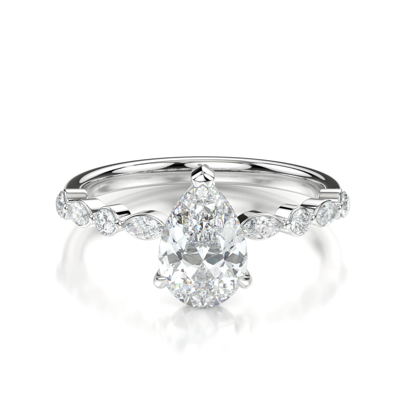 Eva White Gold Pear Front