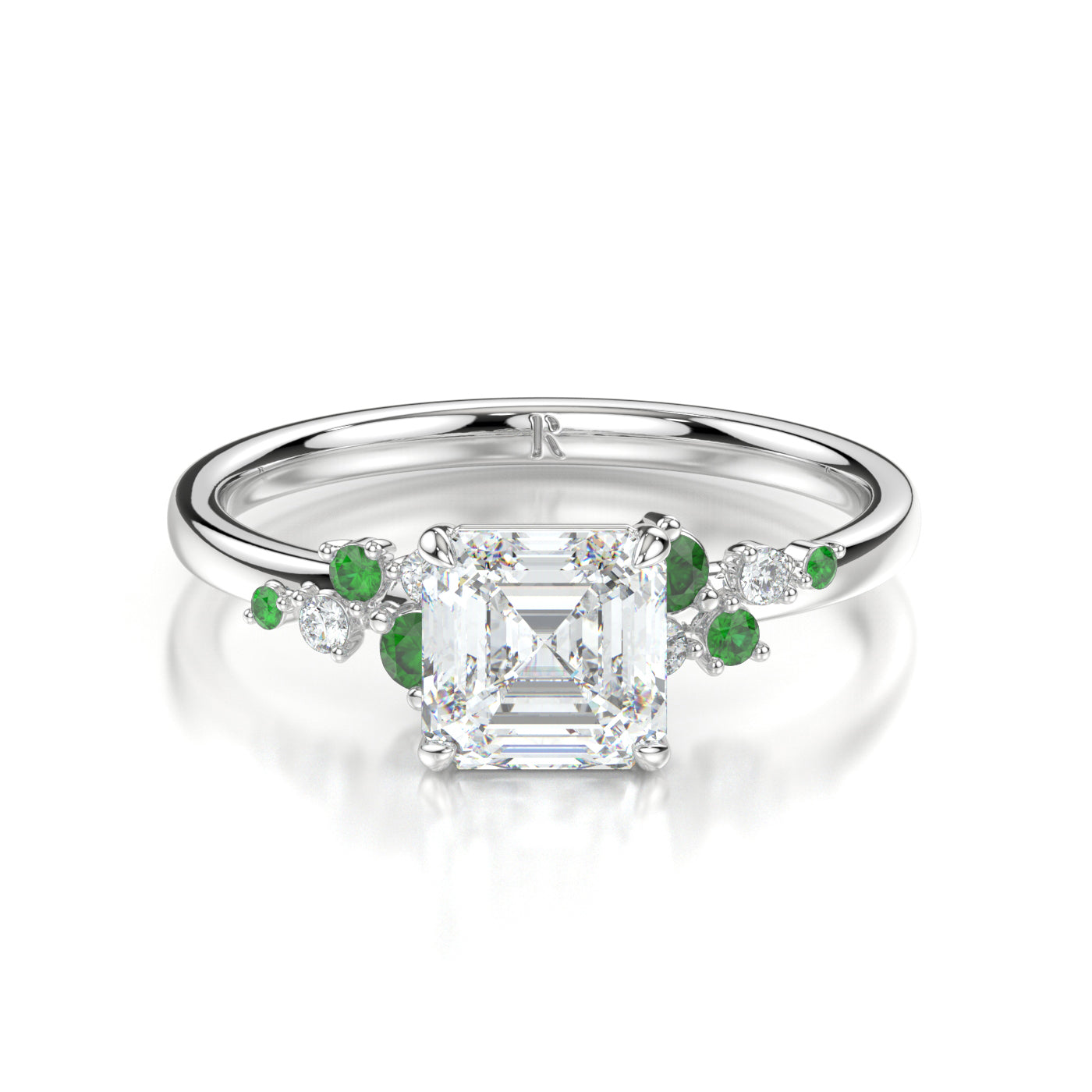 Evelyn Platinum Asscher Front