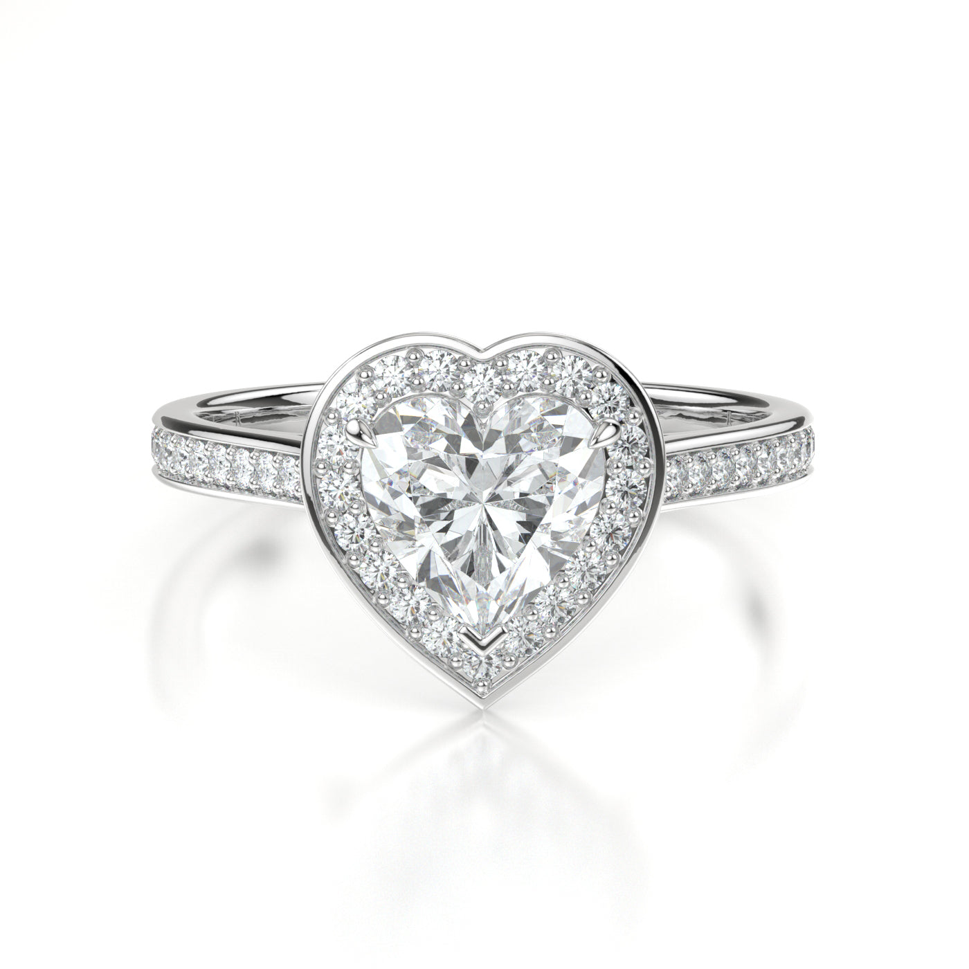 Flora White Gold Heart Front