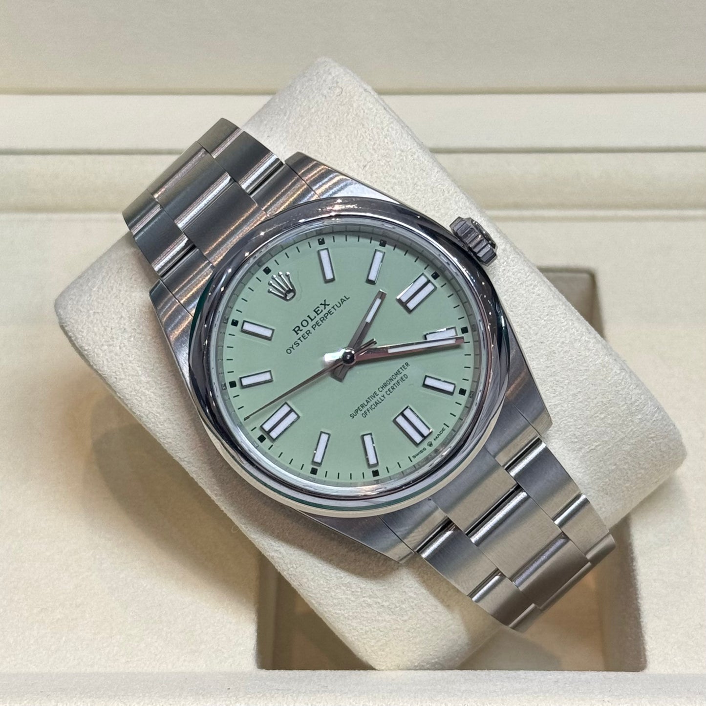 Rolex Oyster Perpetual 41 'Pistachio' 2025 Ref. 134300 Regal - Hatton Garden Jewellers