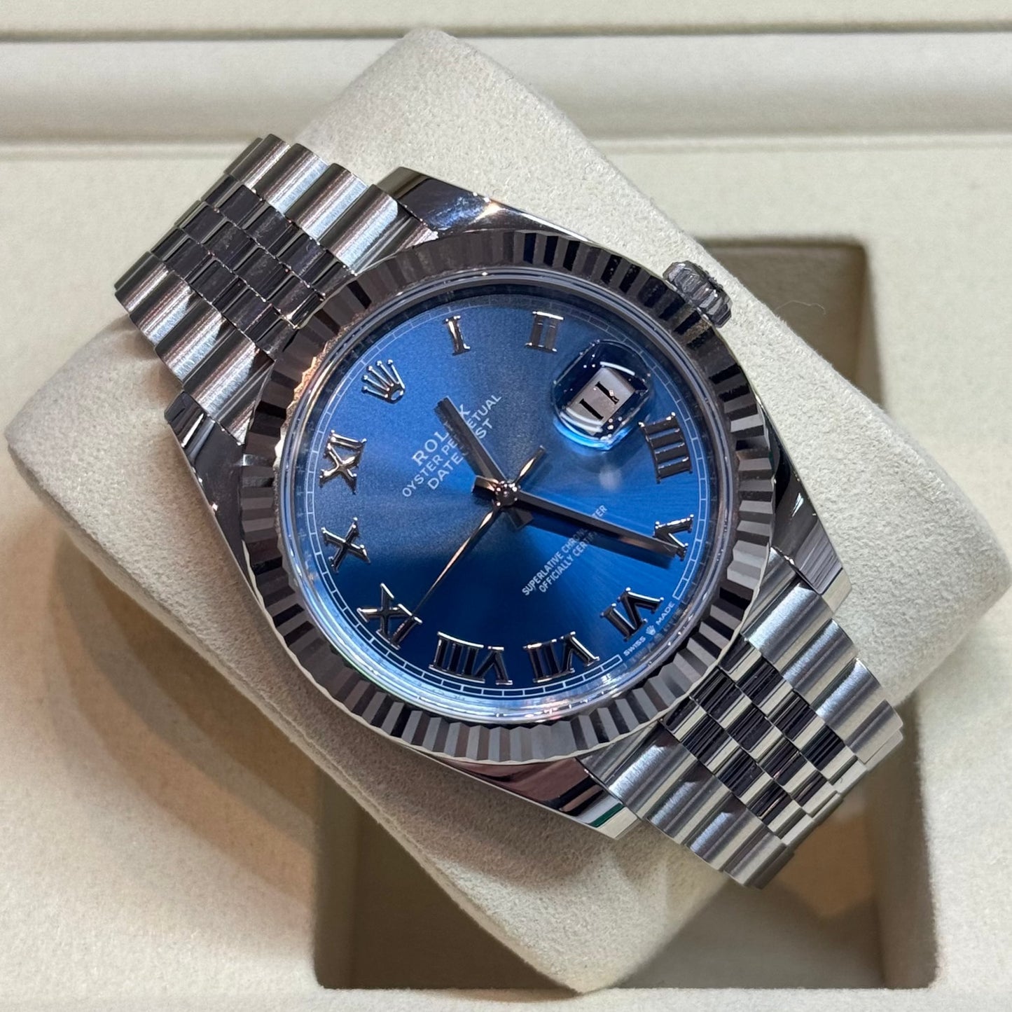 Rolex Datejust 41 'Azzurro Blue' 2025 Ref. 126334 Regal - Hatton Garden Jewellers