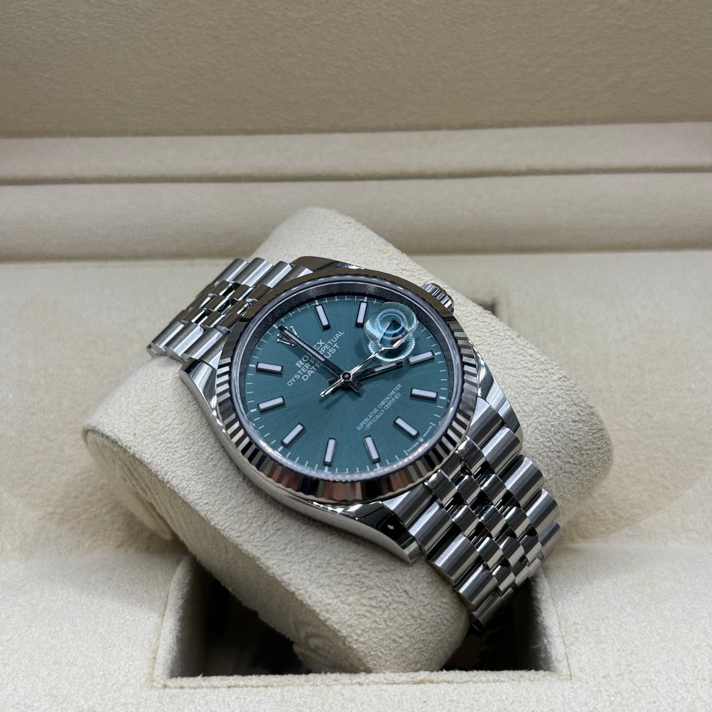 Rolex Datejust 36 Mint Green 2024 Regal - Hatton Garden Jewellers