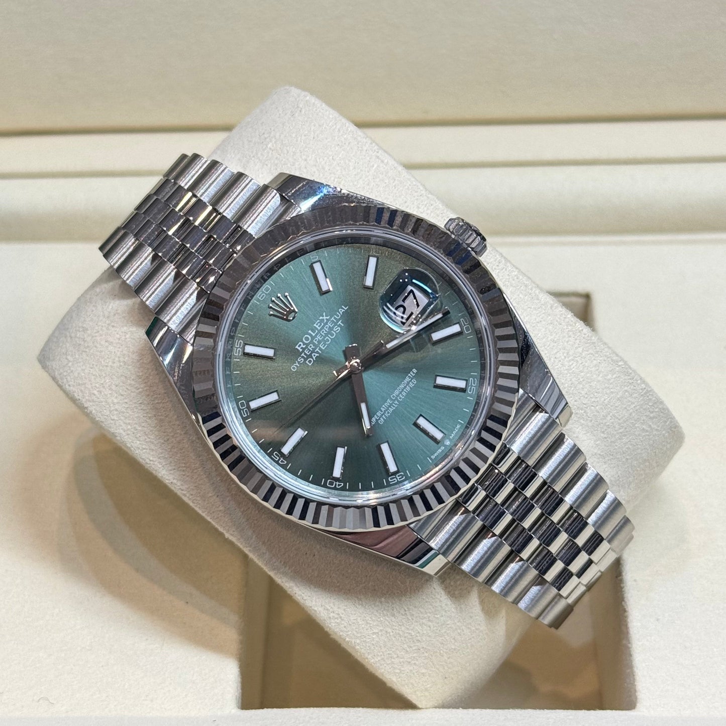 Rolex Datejust 41 Mint Green Jubilee 2025 Ref. 126334 Regal - Hatton Garden Jewellers