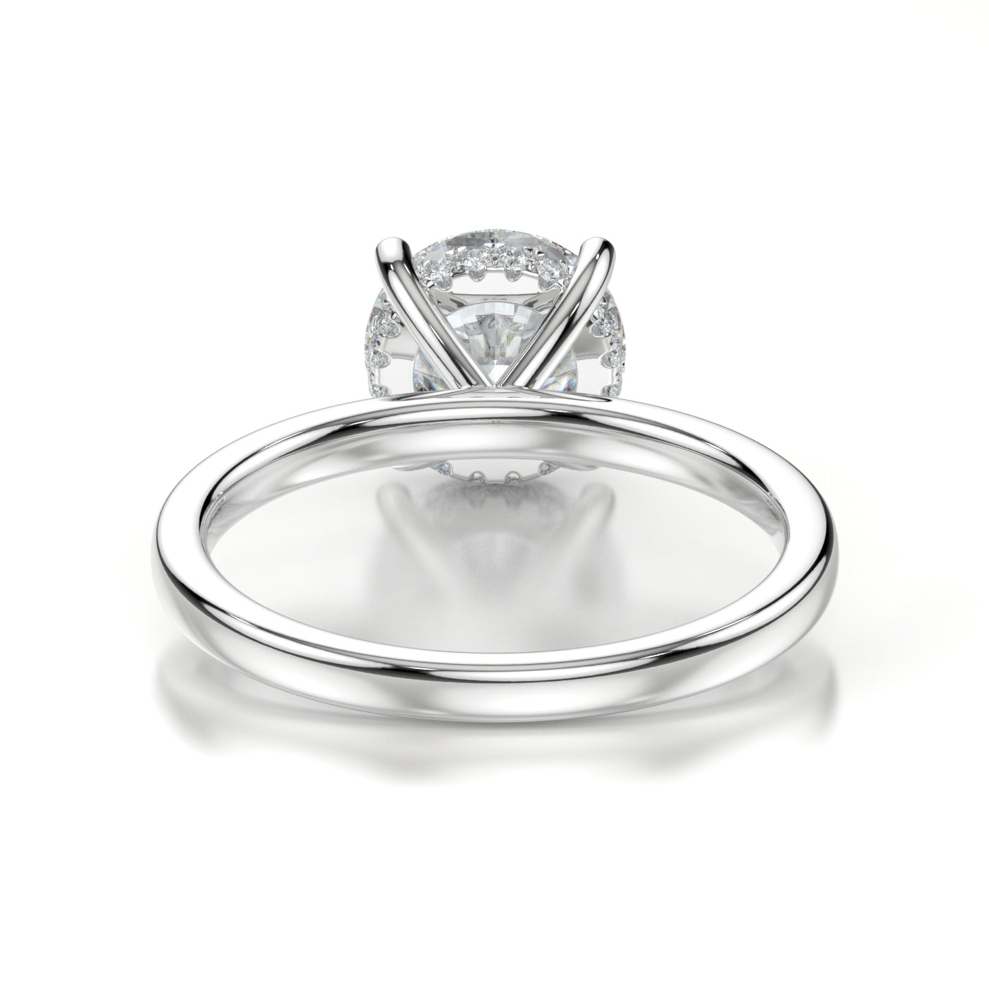 Katie - Platinum Round Hidden Halo Engagement Ring