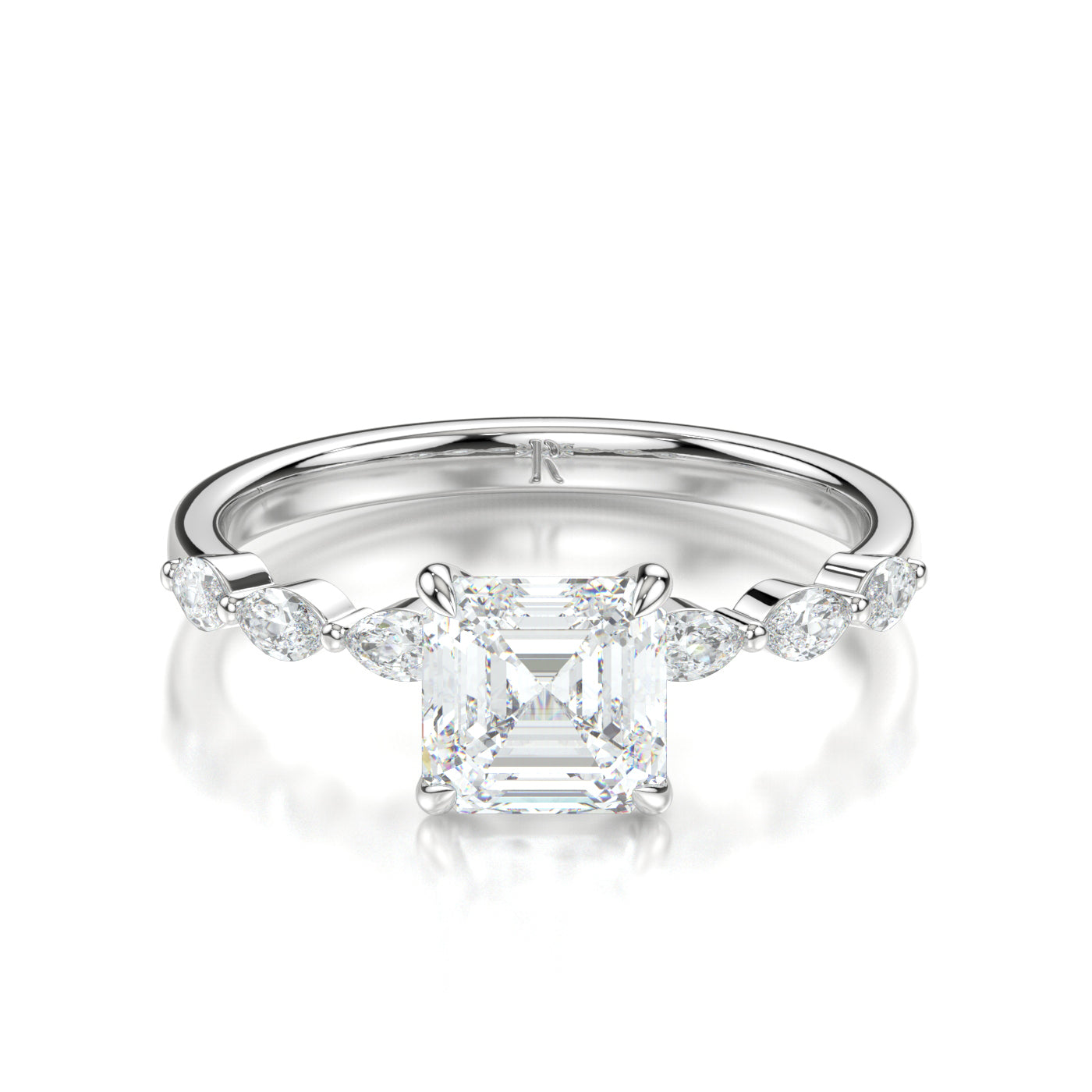 Millie White Gold Asscher Front