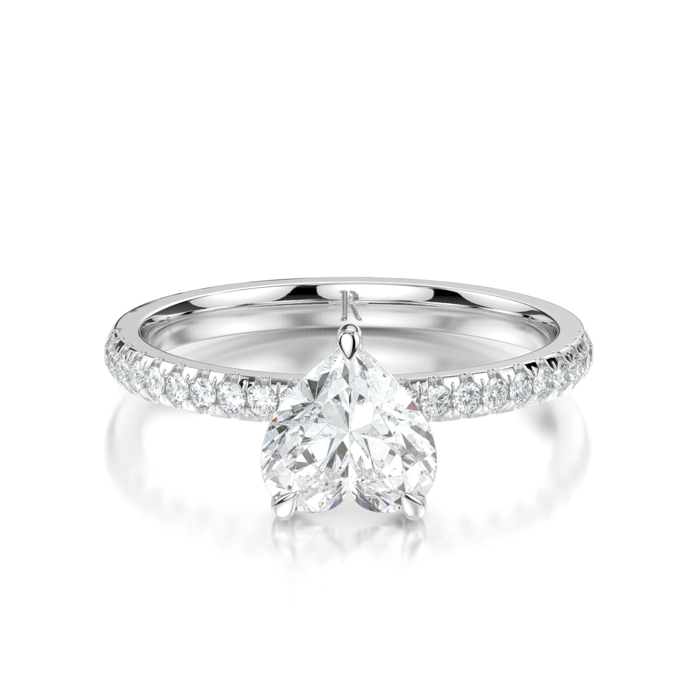 Odile White Gold Heart Front