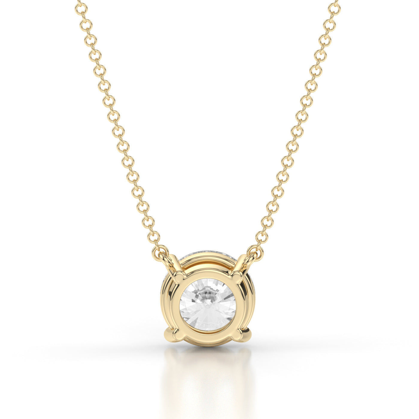 4 Claw Yellow Gold  Round Back