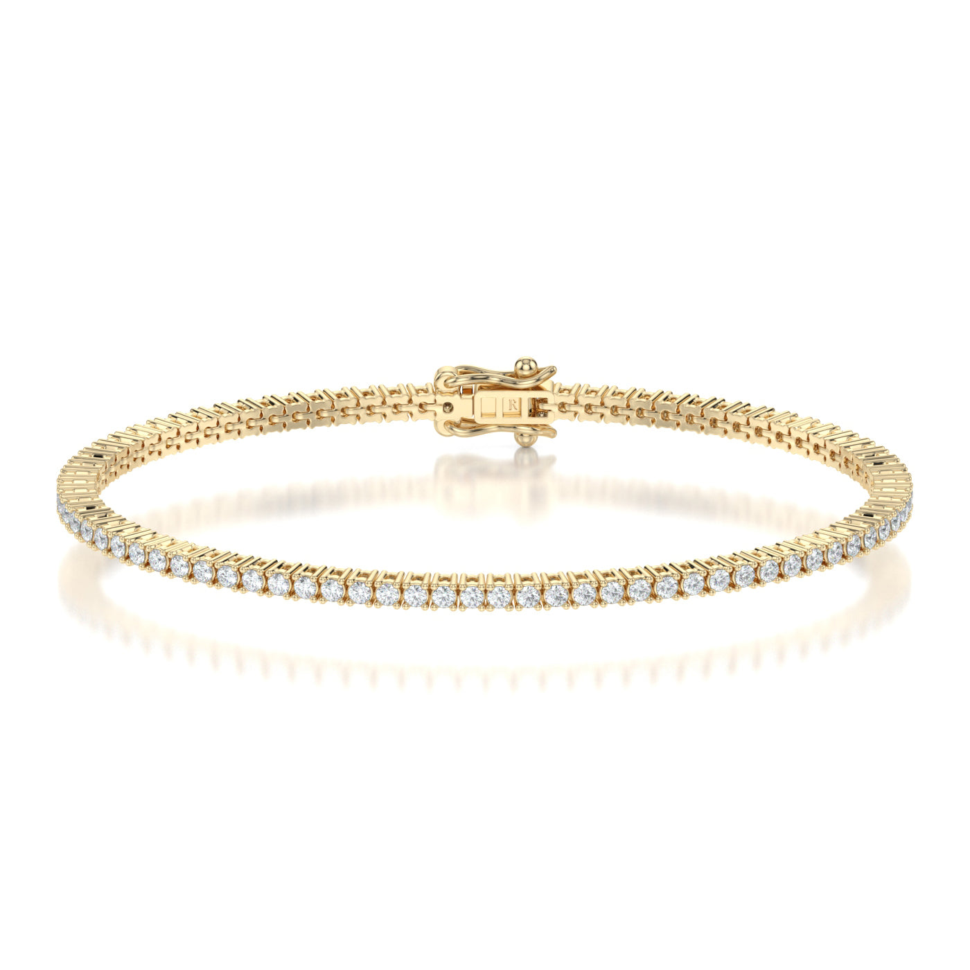 2ct Diamond Bracelet Yellow Gold  Round Front
