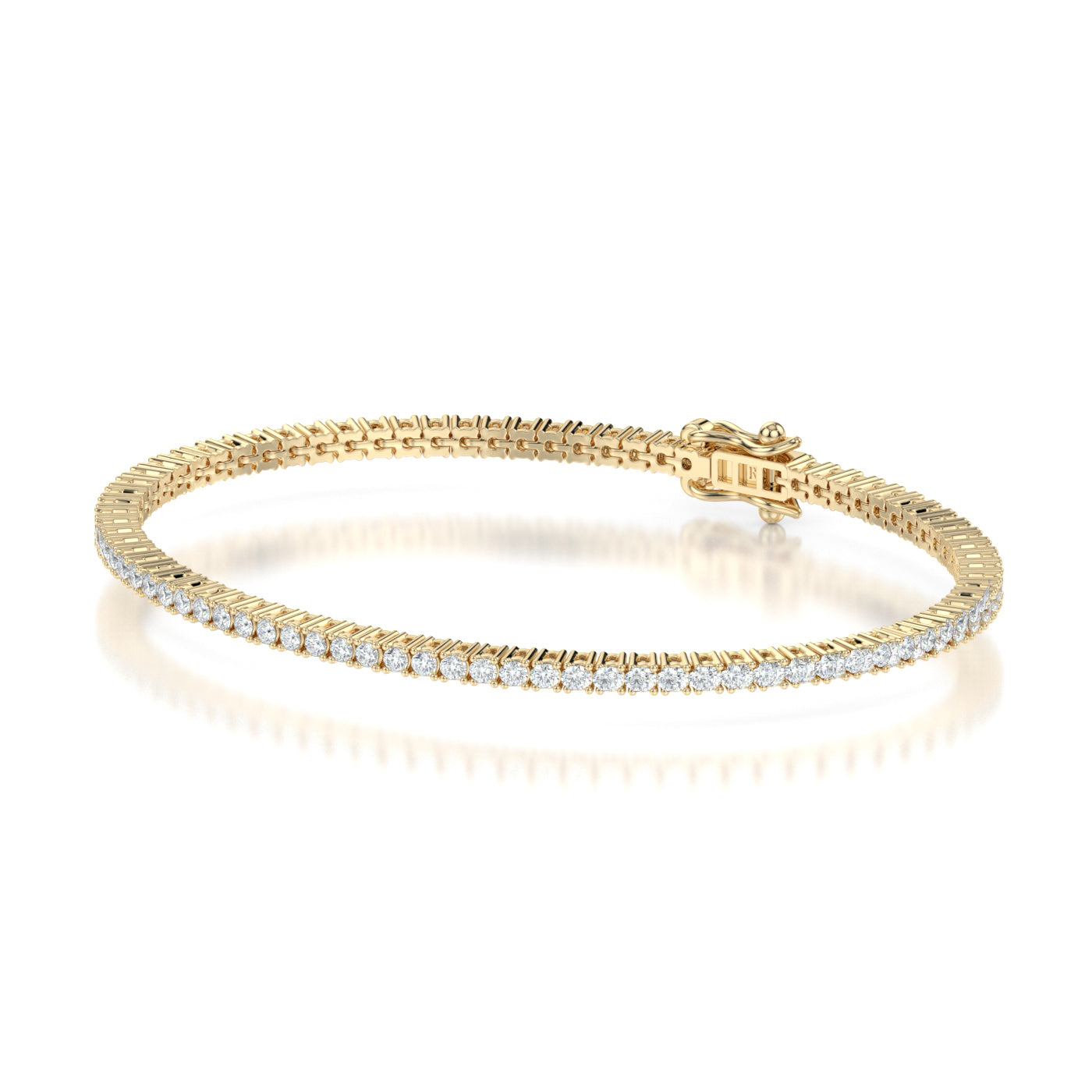 2ct Diamond Bracelet Yellow Gold  Round Side