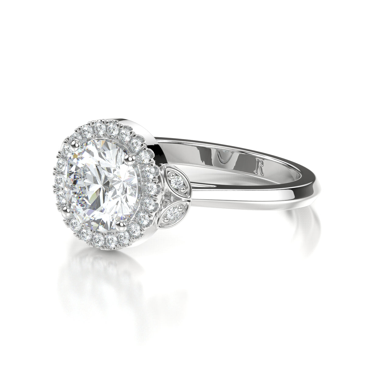 Zeya - Platinum Round Lab Grown Diamond Halo Engagement Ring