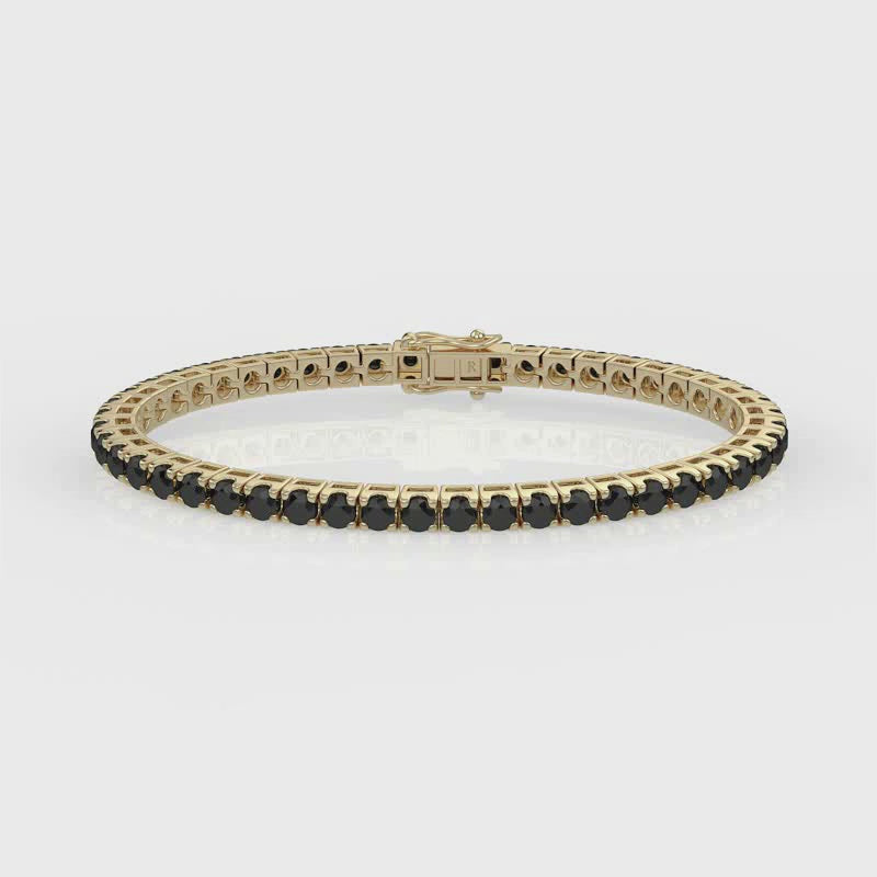 Load and play video in Gallery viewer, 4ct Black Diamond Bracelet Yellow Gold  Round Video

