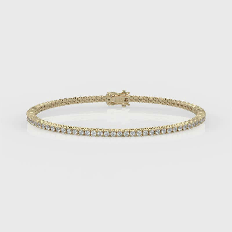 Load and play video in Gallery viewer, 2ct Diamond Bracelet Yellow Gold  Round Video
