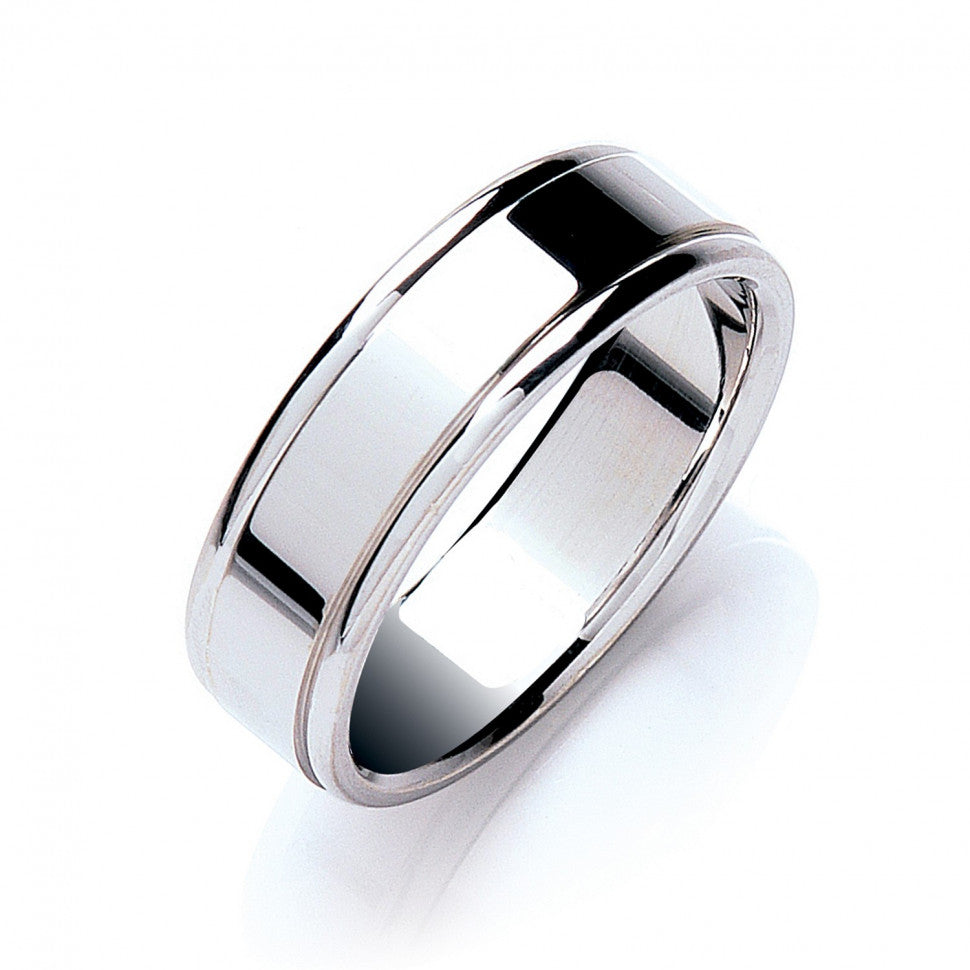 7mm Flat Court Track Edge Polish Wedding Band Regal - Hatton Garden Jewellers